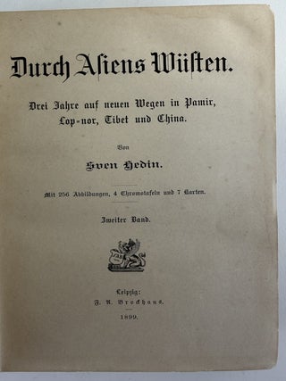 Durch Asiens W&uuml;sten [= Through Asia's Deserts]