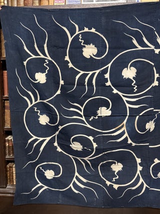 Boro: Japanese textile with overall design, Maru ni Katabami [= circle with wood sorrel]
