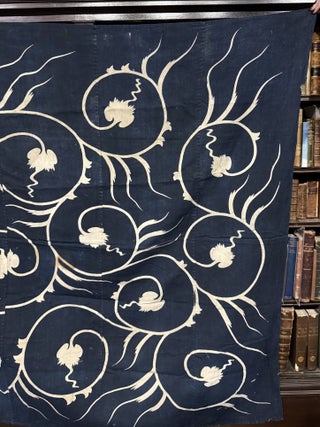 Boro: Japanese textile with overall design, Maru ni Katabami [= circle with wood sorrel]