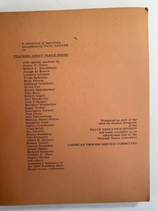 Teaching about peace issues: a peace education study kit issued by the National Peace Literature Service of the Peace Education Division of the American Friends Service Committee