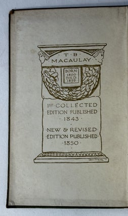 Critical and historical essays by Thomas Babington Macaulay in five volumes