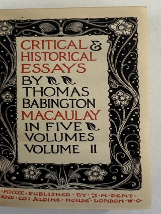 Critical and historical essays by Thomas Babington Macaulay in five volumes