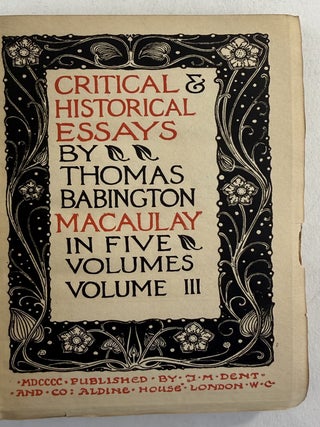 Critical and historical essays by Thomas Babington Macaulay in five volumes