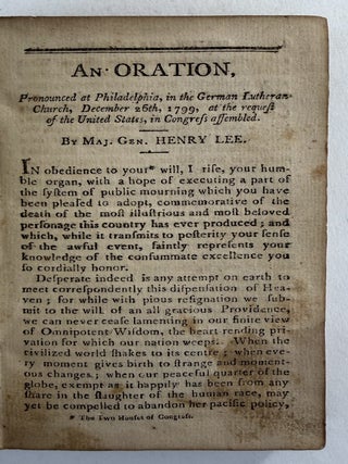 Selection of orations and eulogies pronounced in different parts of the United States, in commemoration of the life, virtues, and pre-eminent services of Gen. George Washington, who died, at Mount Vernon, December 14, 1799; in the 68th year of his age, A.