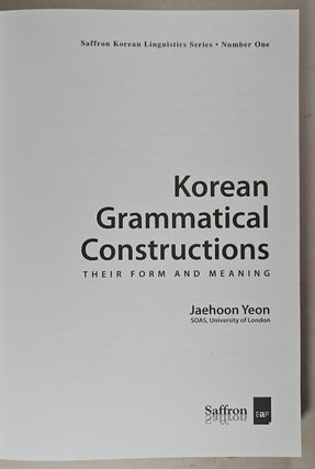 Korean grammatical constructions: their form and meaning