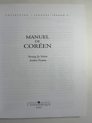 Manuel de Cor&eacute;en [= Korean Manual]