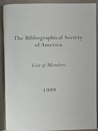 Bibliographical Society of America, The: list of members