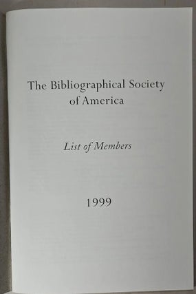 Bibliographical Society of America, The: list of members