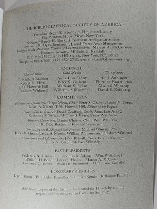 Bibliographical Society of America, The: list of members