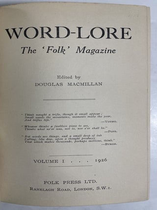 Word-Lore: the 'Folk' Magazine
