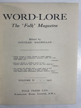 Word-Lore: the 'Folk' Magazine