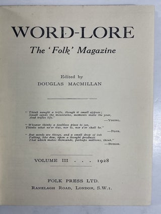 Word-Lore: the 'Folk' Magazine