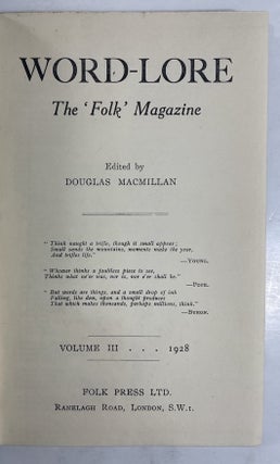 Word-Lore: the 'Folk' Magazine
